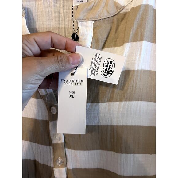 Kaktus Beach Cover up Size XL Stripped Gauze Tan White Swimwear Vacation NEW - Picture 3 of 10